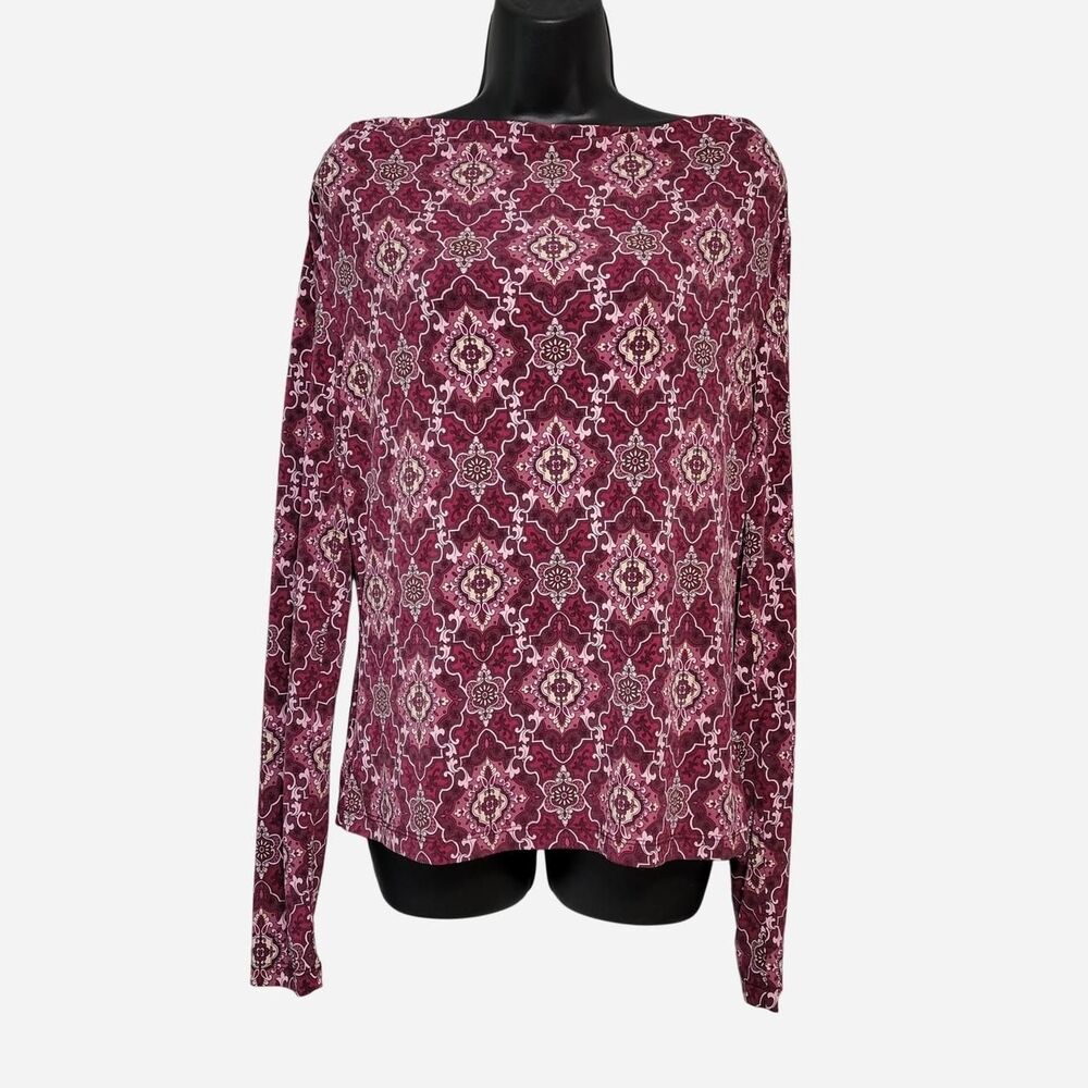 VTG New York & Company Y2K Mandala Print Top Made in USA Boho Office